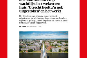 Versneld toewijzen woningen aan statushouders leidt tot fors aantal extra woningen in Utrechten